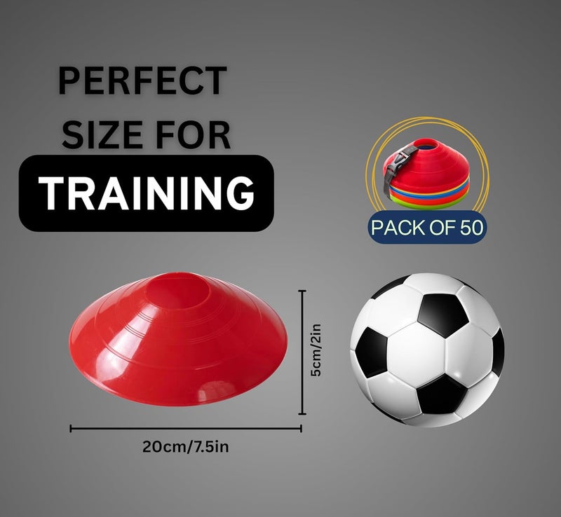 AgilMove Flexible Soccer Cones (Set of 60/50/40/25) with Mesh Bag & Strap, Sports Cones for Soccer, Basketball, Football Training Equipment, Agility Soccer Cones for Drills Training - Image 2